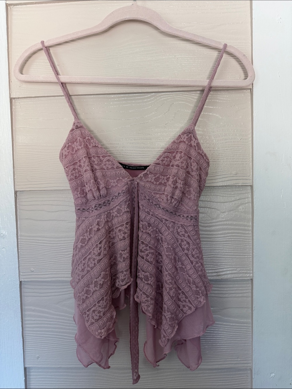 Heart & Hips Dusty Mauve Lace Handkerchief Cami